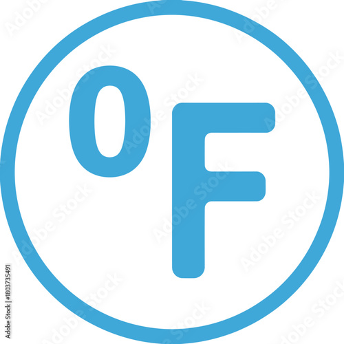 Zero degrees Fahrenheit weather icon simple flat vector glyph isolated on white background for app design