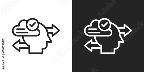 Decision Icon In Black And White Line Style