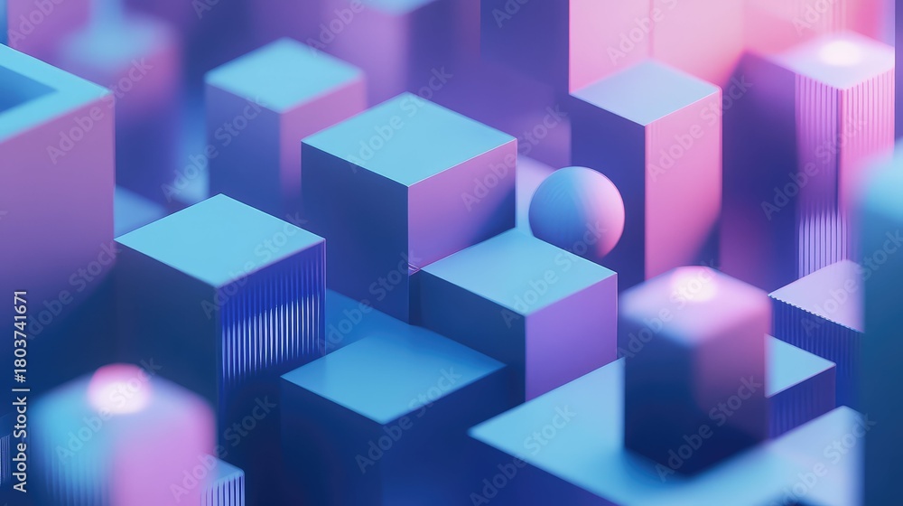 Fototapeta premium Abstract geometric city structure forming a vibrant digital landscape