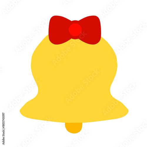 Cute christmas bell with red bow element png