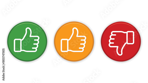 Thumbs up and thumbs down icons flat vector design elements for feedback and approval isolated on white background