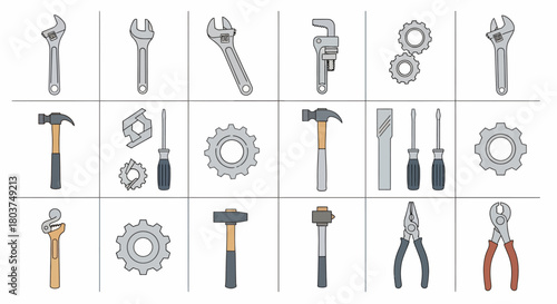 Vector Tools Collection Hand-drawn Style Illustrations for Maintenance and Construction
