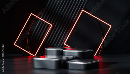 premium red black stage, 3d render element background