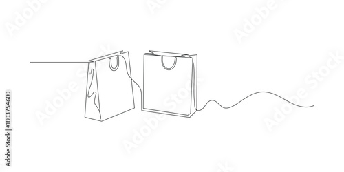 Continuous single line drawing of shopping bag design