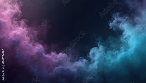 Abstract image vibrant purple blue smoke against dark background. Artistic ethereal vapor creates mystical atmosphere. Conceptual design for fantasy themes visual effects. Ideal for backgrounds,