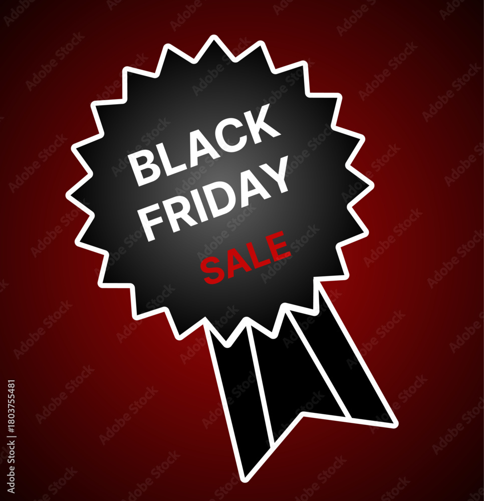 Fototapeta premium Black Friday Banner Template Vector. Black Friday Ribbon Isolated on Black Background. Modern Design for Black Friday Sale Web Banner, Advertising, Fashion Ads, Social, Poster, Label.