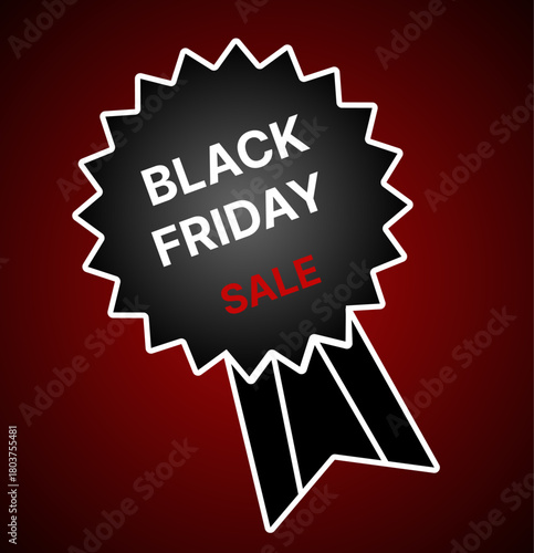 Black Friday Banner Template Vector. Black Friday Ribbon Isolated on Black Background. Modern Design for Black Friday Sale Web Banner, Advertising, Fashion Ads, Social, Poster, Label.
