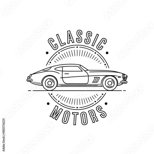 Classic Motors Vintage Car Emblem Design.