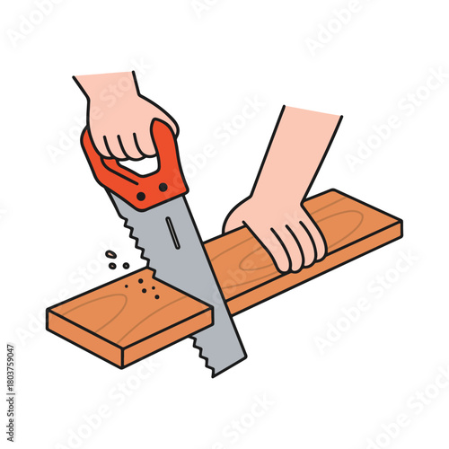 Hand Saw Illustration on White Background