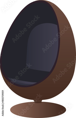 Modern egg chair with swivel base isolated on white background