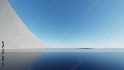 Abstract curved architecture background, Empty space with concrete floor, Futuristic modern building backdrop, 3d rendering