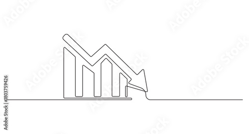 single line art drawing business graph chart,