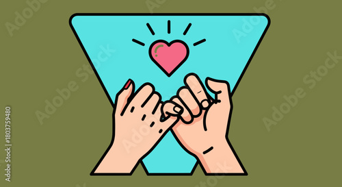 Pinky promise hands heart love friendship agreement illustration