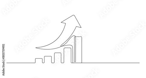 single line art drawing business graph chart,