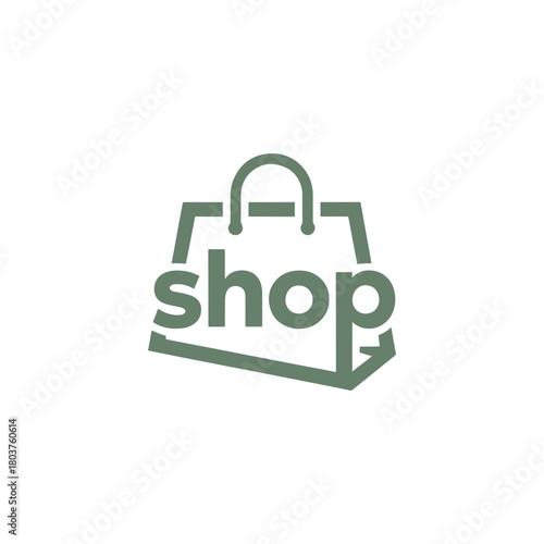 Minimal Shopping Bag Logo Vector