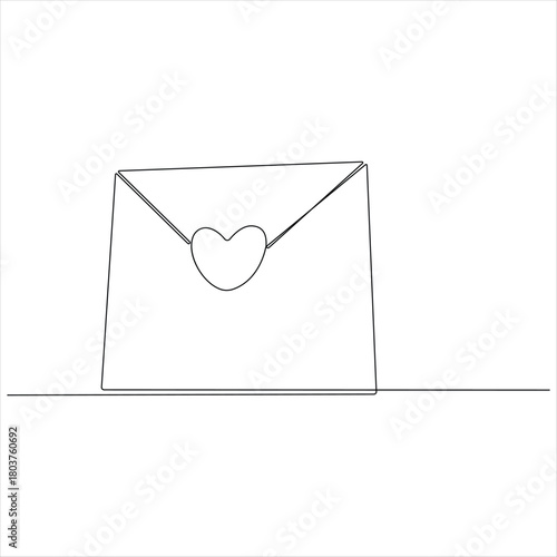 Continuous one line drawing of paper envelope vector illustration