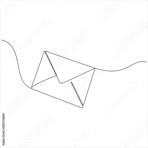 Continuous one line drawing of paper envelope vector illustration