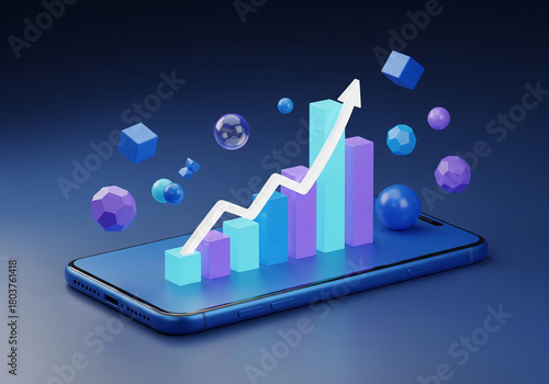 Wallpaper Mural Mobile analytics data visualization on smartphone screen with growth c Torontodigital.ca