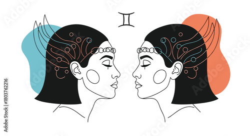 Understanding the Gemini zodiac sign and its characteristics as depicted in this artistic representation.