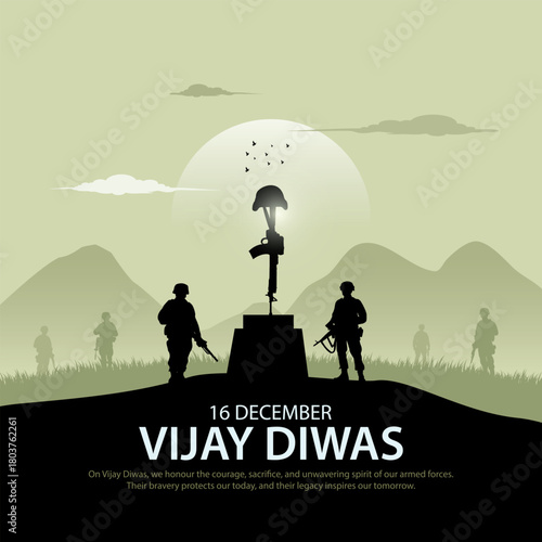 Vector illustration of Vijay Diwas 16 December 1971. Creative design for poster, banner, card.