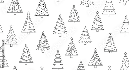A charming pattern of simple sketched christmas trees adorns this festive holiday background.