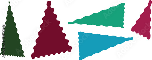 Zigzag edges set. Torn paper, jagged rectangular shape box element set with zigzag edges. Silhouette stickers circle, square, oval and rectangle labels