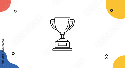 A graphic design featuring a trophy symbolizing achievement and success. The trophy is depicted in a minimalist outline style on a white background.