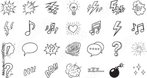 vector set of hand drawn ink doodles