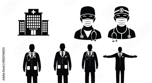 Medical healthcare doctor hospital clinic professionals vector art