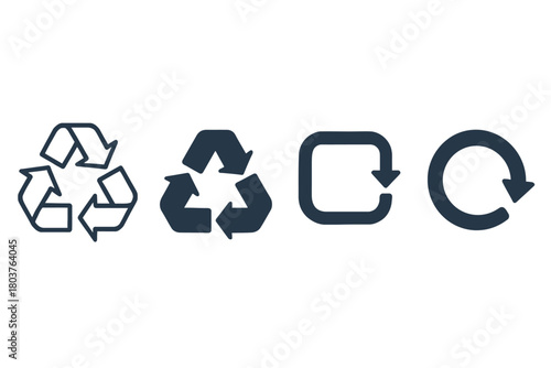Recycling and Refresh/Reload Arrow Icons Set - Solid and Outline Vector
