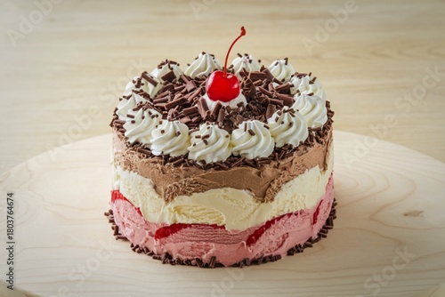 ice cream cake with a cherry on top