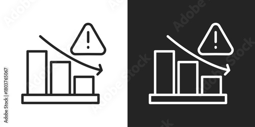 risk Icon In Black And White Line Style