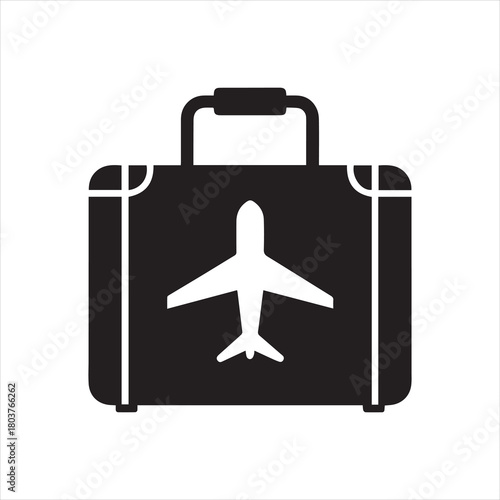 suitcase airplane travel icon vector illustration