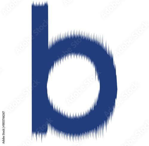 Ikat alphabet letter style in "b" on white background, Grunge alphabet with capital letters. Dirty textured vector font. Typographic distressed font with dry brush strokes.