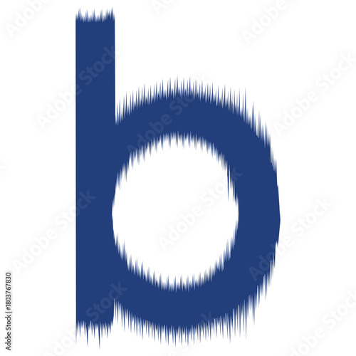 Ikat alphabet letter style in "b" on white background, Grunge alphabet with capital letters. Dirty textured vector font. Typographic distressed font with dry brush strokes.