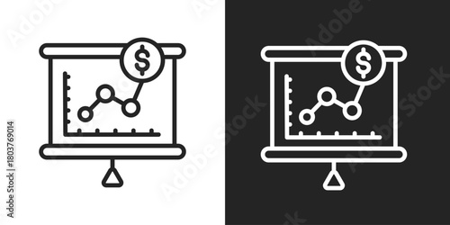 strategy Icon In Black And White Line Style