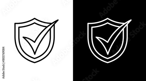 Shield With Checkmark With Icon Set Design