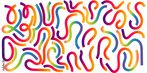 Colorful abstract wavy lines forming a pattern isolated on white background