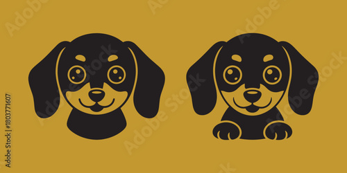 Cute cartoon dachshund puppies, playful and adorable, graphic illustration