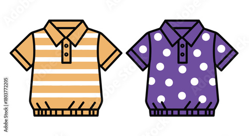 Polo shirts for kids striped and polka dot design vector image