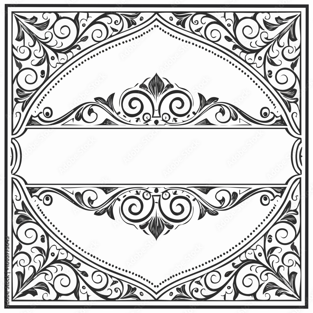 Fototapeta premium Classic Decorative Border Template with Empty Text Space