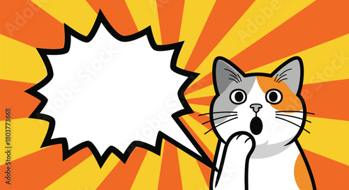 Surprised cat comic bubble cartoon vector illustration graphic