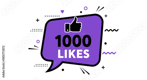 Social media one thousand likes graphic vector design element