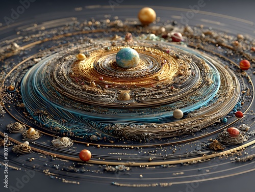 Solar system chart turned into workflow model with orbits showing process loops