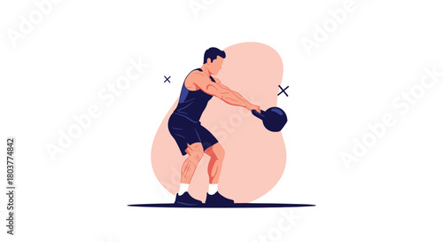 Man performing a kettlebell swing exercise for a full body workout.