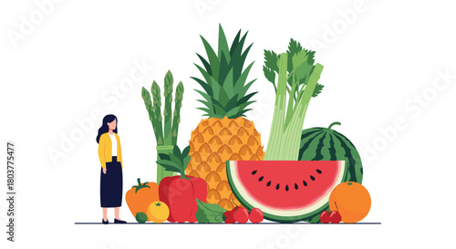 A diverse collection of fresh fruits and vegetables arranged together.