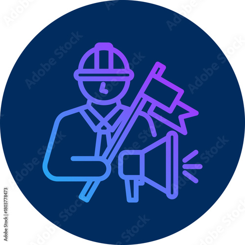 Labor strike icon for business risk, website, application, printing, document, poster design, etc