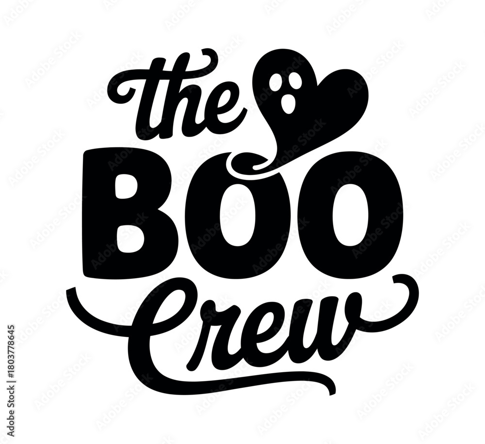 Obraz premium The Boo Crew text with a ghost graphic for Halloween.