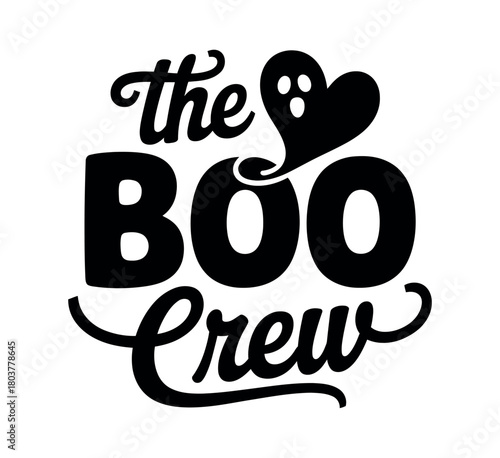 The Boo Crew text with a ghost graphic for Halloween.