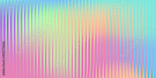 Corrugated gradient background. Fractal glass holographic pattern with 3d vaporwave effect and foil texture